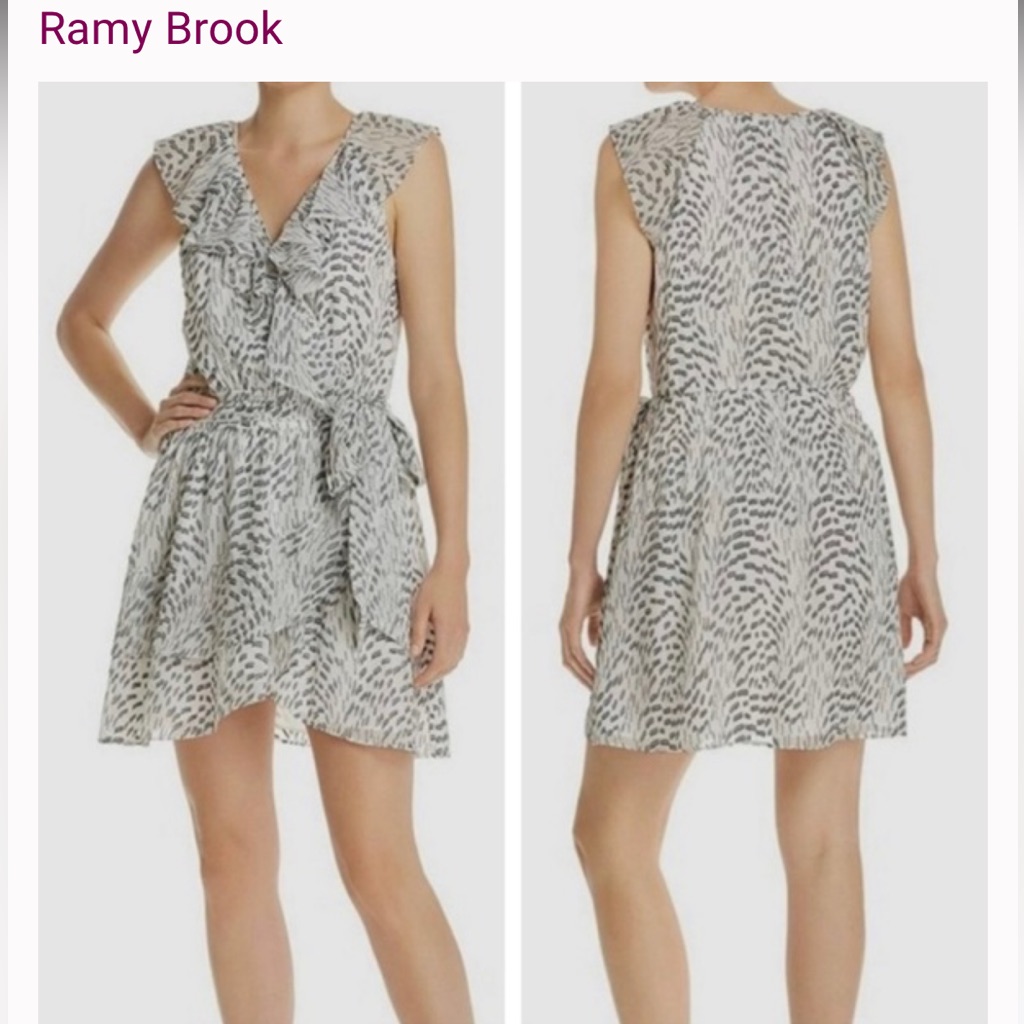 Ramy Brook Mini Wilma Dress Silk Metallic Wrap Dress S